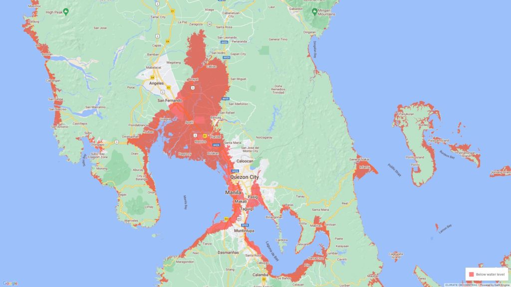 Projected Sea Level Under Climate Central's Worst-Case Scenario Source: Climate Central