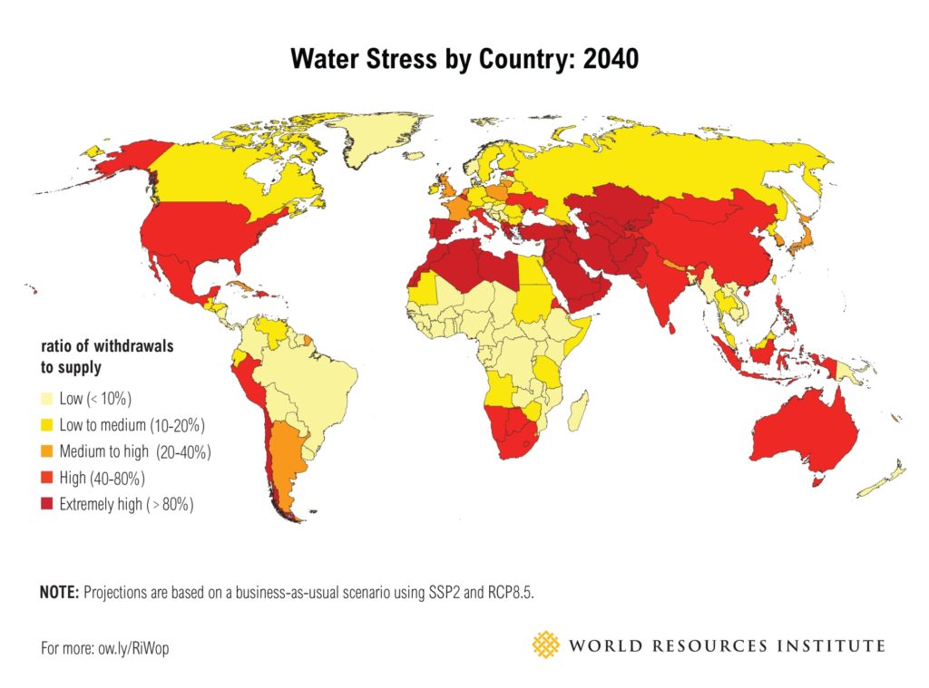 Water Stress by Country 2040, Source: World Resource Institute