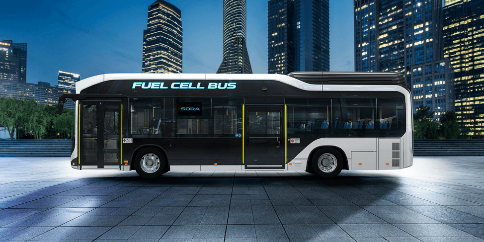 Hydrogen fuel cell busses will be a major form of transpiration at the games.